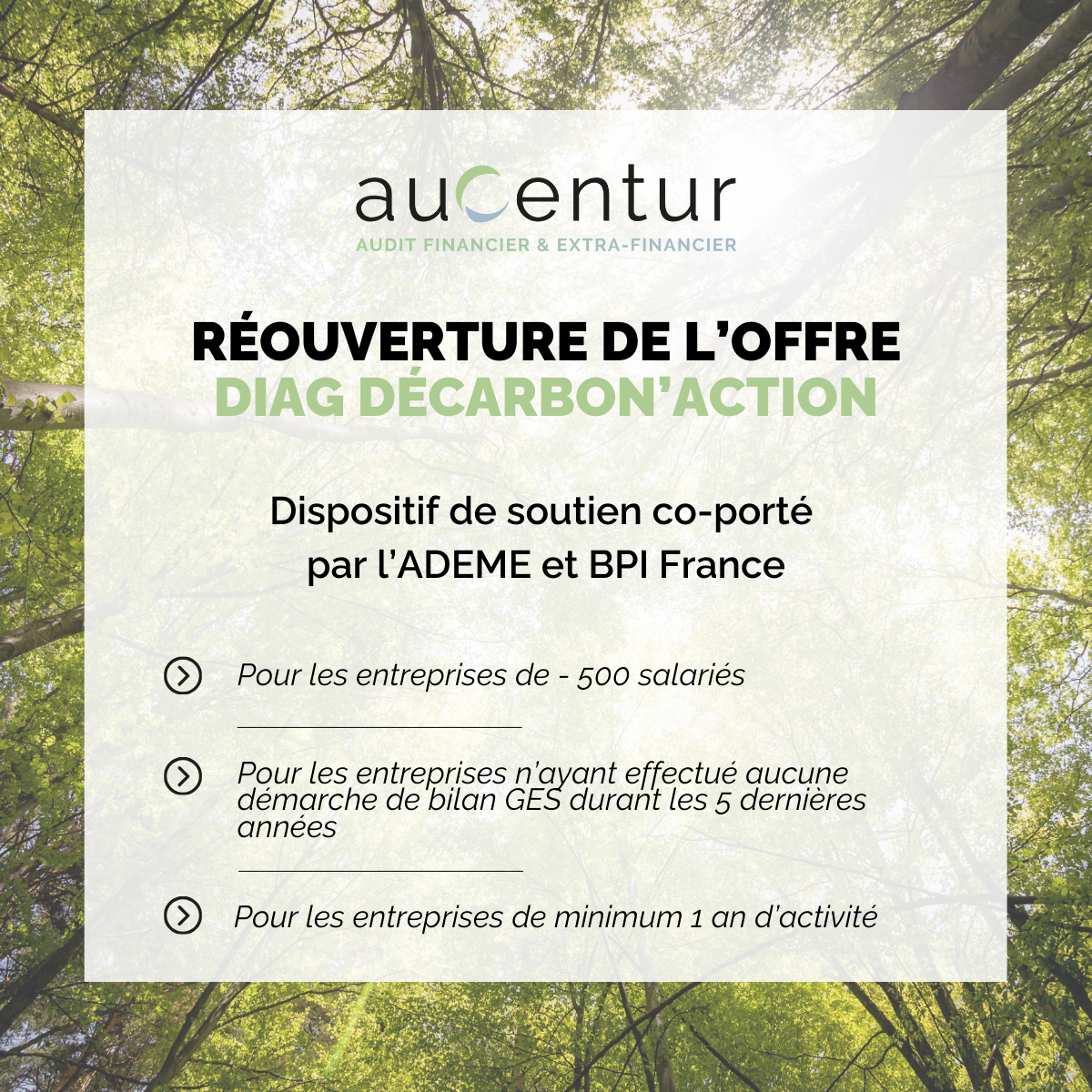 Réouverte de l’offre Diag Décarbon’Action